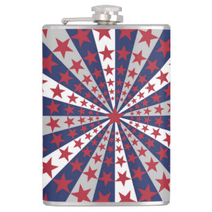 Patriotic Sunburst: American Flag Artwork Hip Flask