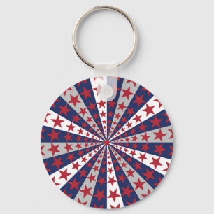 Patriotic Sunburst: American Flag Artwork Key Ring
