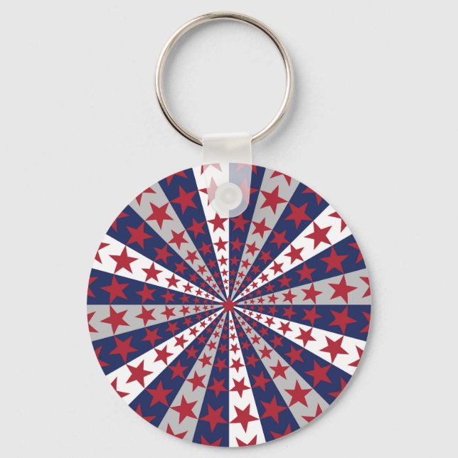 Patriotic Sunburst: American Flag Artwork Key Ring (Front)