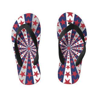 Patriotic Sunburst: American Flag Artwork Kid's Flip Flops
