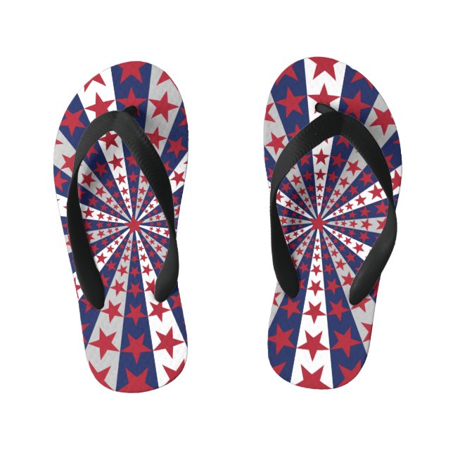 Patriotic Sunburst: American Flag Artwork Kid's Flip Flops (Footbed)
