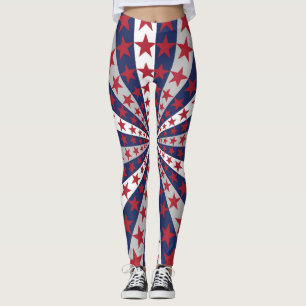 Patriotic Sunburst: American Flag Artwork Leggings