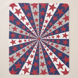 Patriotic Sunburst: American Flag Artwork Sherpa Blanket