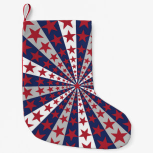 Patriotic Sunburst: American Flag Artwork Small Christmas Stocking