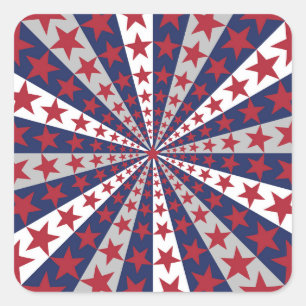 Patriotic Sunburst: American Flag Artwork Square Sticker