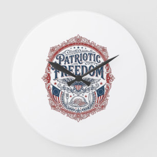 Patriotic Sunday Brunch Vector Graphic Tee_1 Large Clock