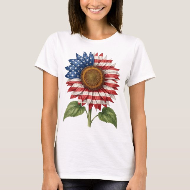 Patriotic Sunflower  T-Shirt (Front)