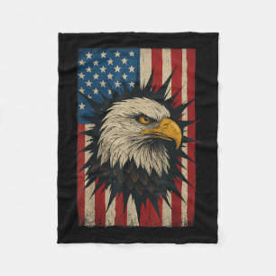 Patriotic Sunflower Usa Flag 4th Of July American  Fleece Blanket