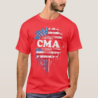 Patriotic Sunflower USA Flag CMA Stethoscope 4th O T-Shirt