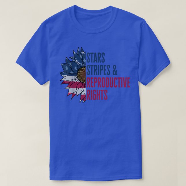 Patriotic Sunflower USA Stars Stripes Reproductive T-Shirt (Design Front)