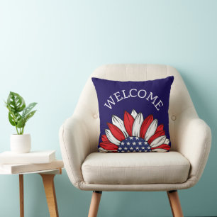 Patriotic Sunflower Welcome Cushion