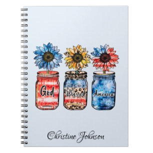Patriotic Sunflowers in Jars   God Blessed America Notebook
