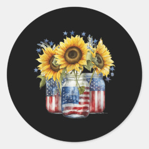 Patriotic Suower In Mason Jars 4th Of July Classic Round Sticker