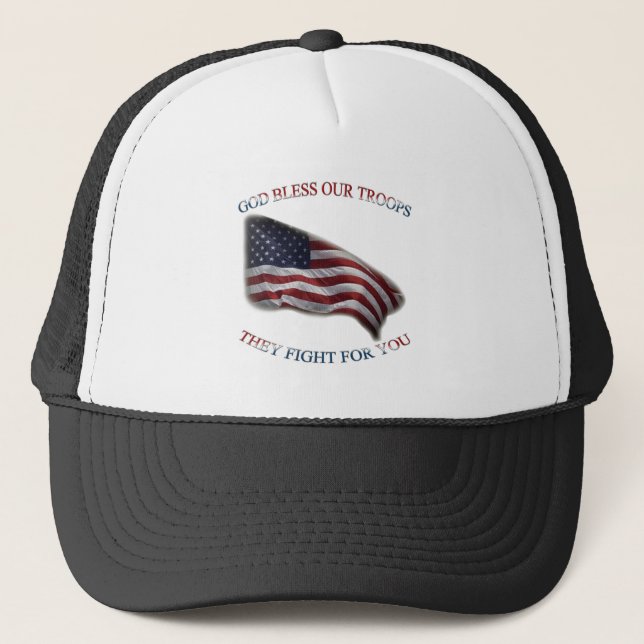 patriotic support troops trucker hat (Front)