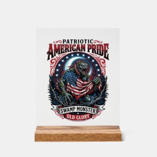 Patriotic Swamp Monster Old Glory Horror Monster P Acrylic Sign