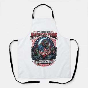 Patriotic Swamp Monster Old Glory Horror Monster P Apron