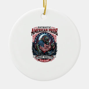 Patriotic Swamp Monster Old Glory Horror Monster P Ceramic Tree Decoration