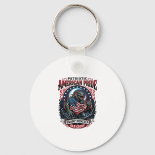Patriotic Swamp Monster Old Glory Horror Monster P Key Ring