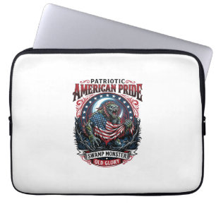 Patriotic Swamp Monster Old Glory Horror Monster P Laptop Sleeve