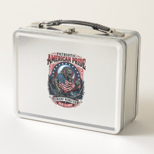 Patriotic Swamp Monster Old Glory Horror Monster P Metal Lunch Box