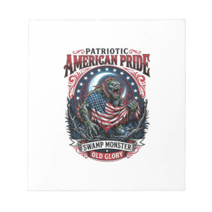 Patriotic Swamp Monster Old Glory Horror Monster P Notepad