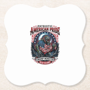 Patriotic Swamp Monster Old Glory Horror Monster P Paper Coaster