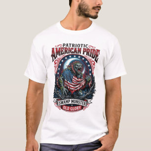 Patriotic Swamp Monster Old Glory Horror Monster P T-Shirt