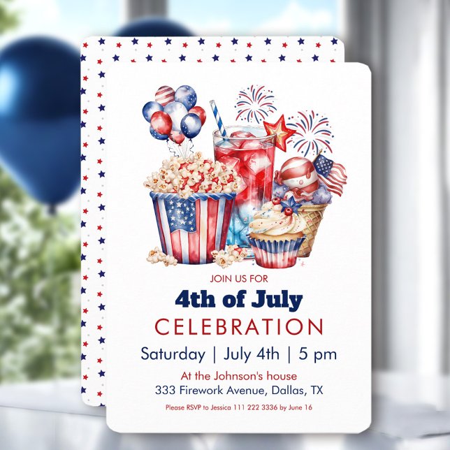 Patriotic Sweets & Fireworks 4th of July Party Invitation (Patriotic Sweets & Fireworks 4th of July Party Invitation)