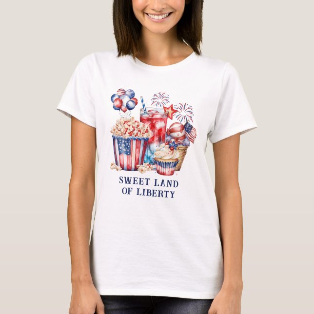 Patriotic Sweets & Fireworks 4th of July T-Shirt (Front)