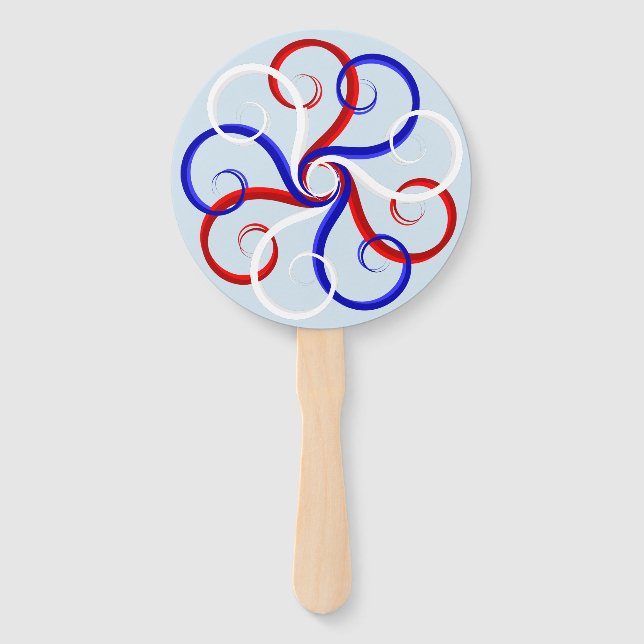 Patriotic Swirl Flower Hand Fan (Front)