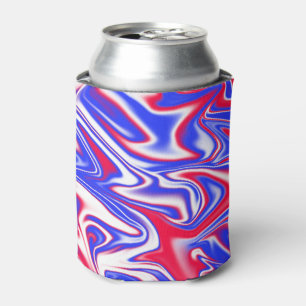 Patriotic Swirl: Red White and Blue Marble, Can Cooler