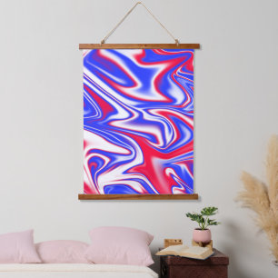 Patriotic Swirl:  Red White and Blue Marble, Hanging Tapestry