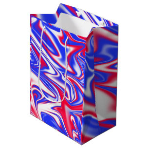 Patriotic Swirl: Red White and Blue Marble, Medium Gift Bag