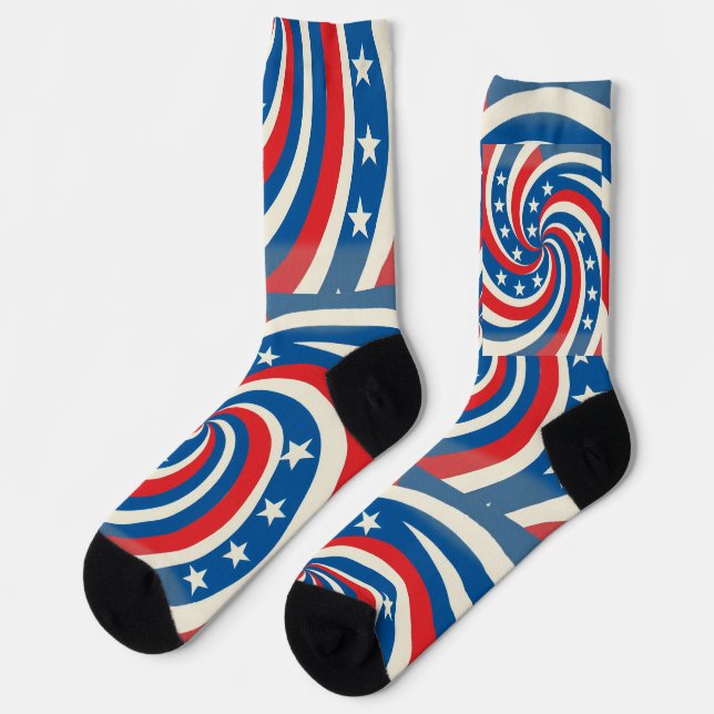 Patriotic Swirling Stars & Stripes Bold USA Pride Socks (Left)