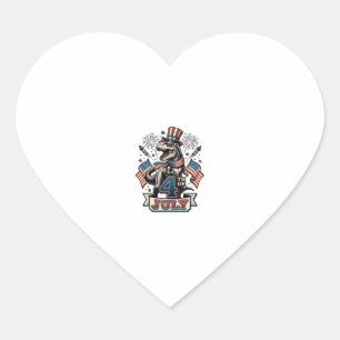 Patriotic T-Rex 4th of July Vintage Shirt Design_1 Heart Sticker