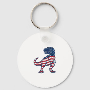 Patriotic T-Rex American Flag Dinosaur Design_1 Key Ring
