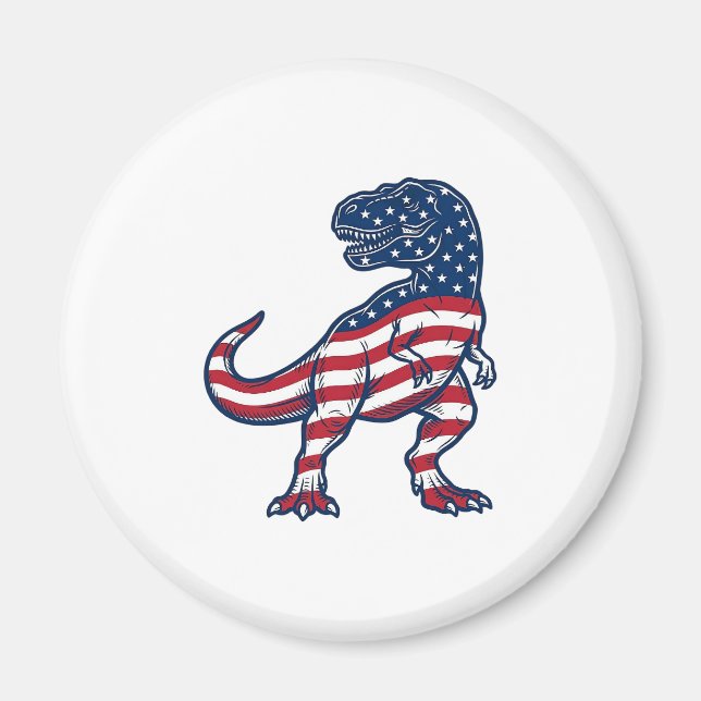 Patriotic T-Rex American Flag Dinosaur Design_1 Magnet (Front)