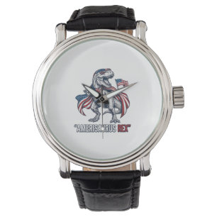 Patriotic T-Rex Amerisaurus Rex White Shirt Design Watch