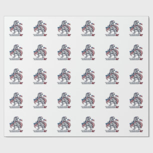 Patriotic T-Rex Amerisaurus Rex White Shirt Design Wrapping Paper