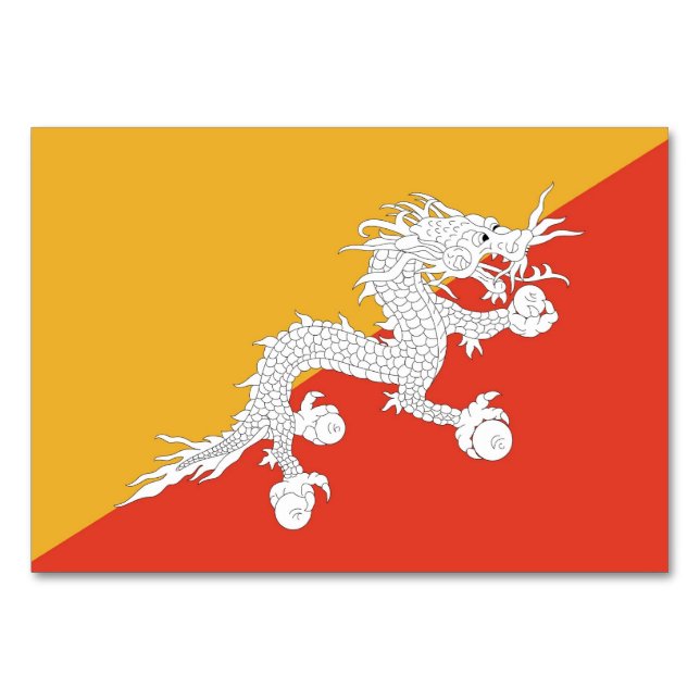 Patriotic table card with Flag of Bhutan (Back)
