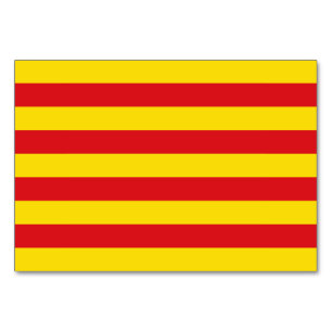 Patriotic table card with Flag of Catalonia, Spain