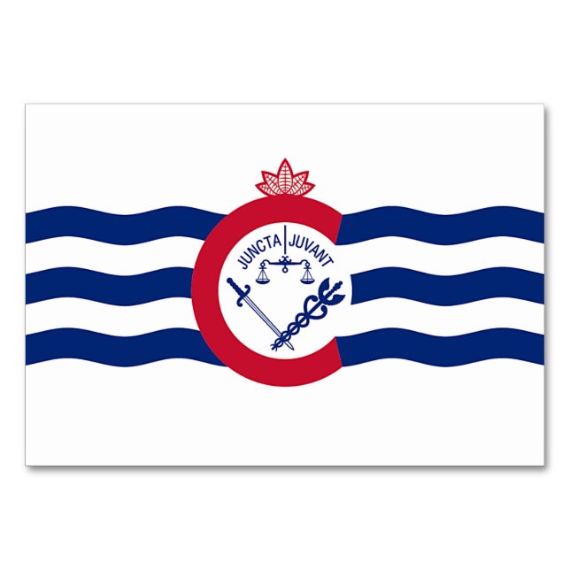 Patriotic table card with Flag of Cincinnati (Front)
