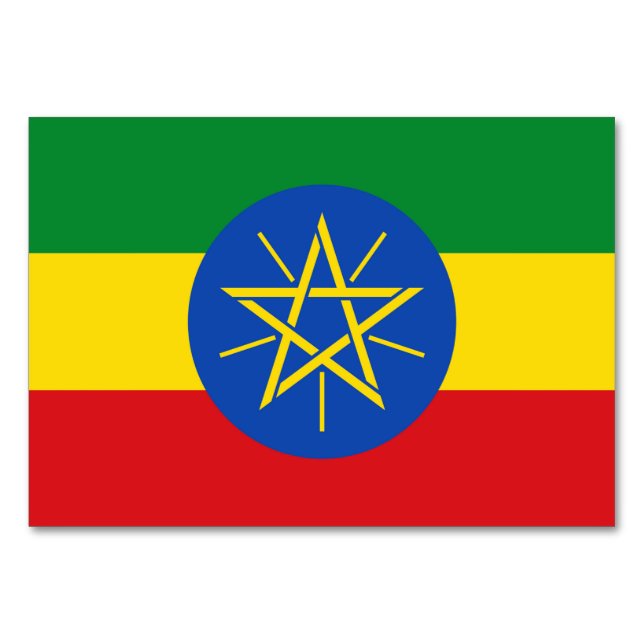 Patriotic table card with Flag of Ethiopia (Back)