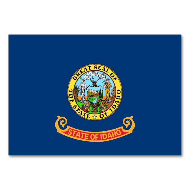 Patriotic table card with Flag of Idaho (Front)