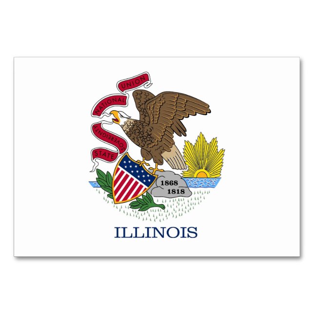 Patriotic table card with Flag of Illinois (Front)