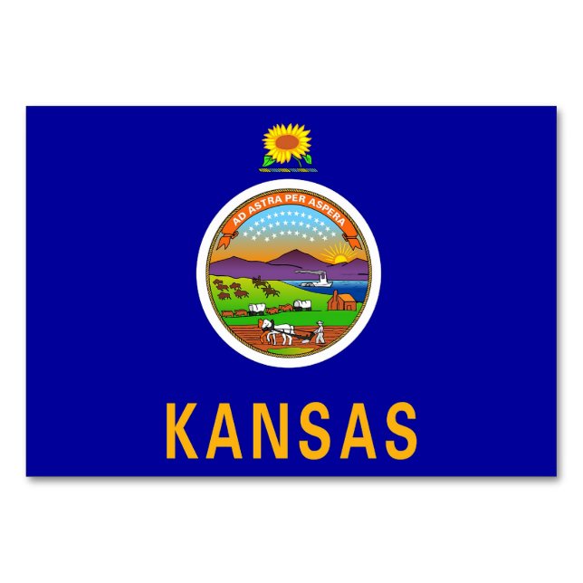 Patriotic table card with Flag of Kansas (Front)