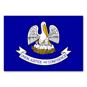 Patriotic table card with Flag of Louisiana