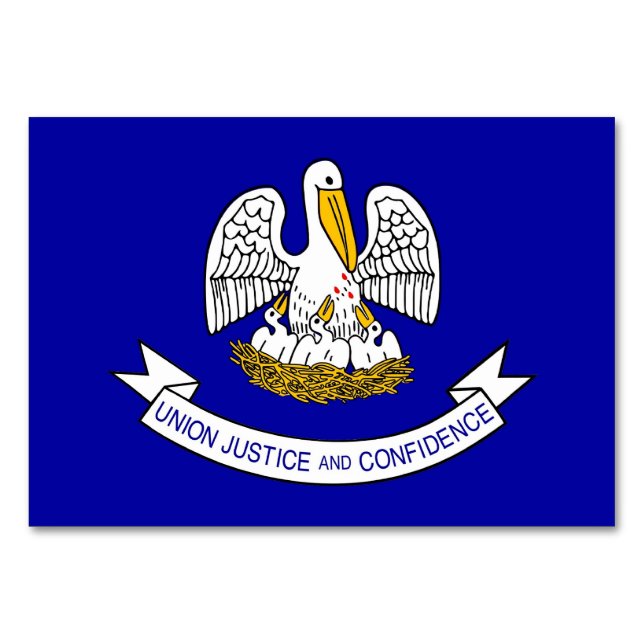 Patriotic table card with Flag of Louisiana (Back)