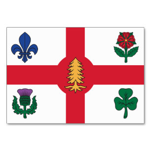 Patriotic table card with Flag of Montreal