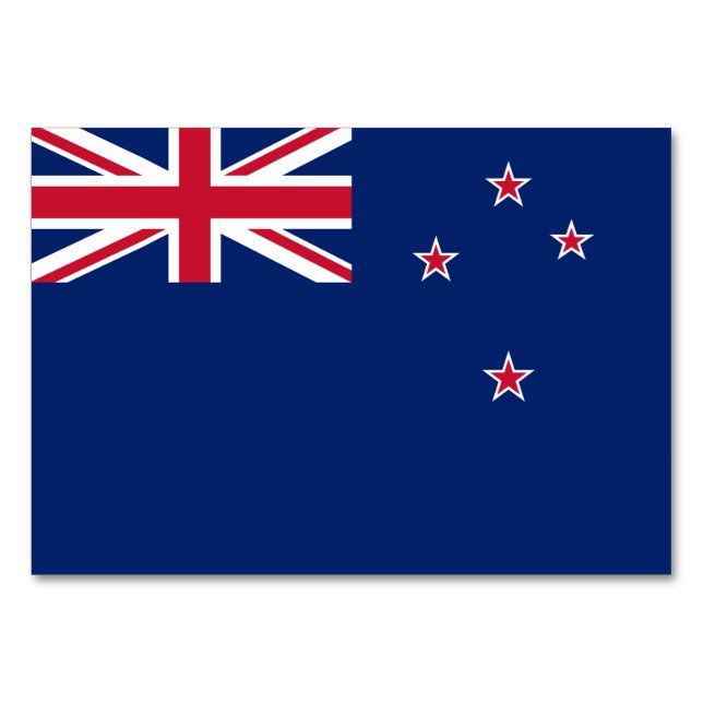Patriotic table card with Flag of New Zealand (Front)